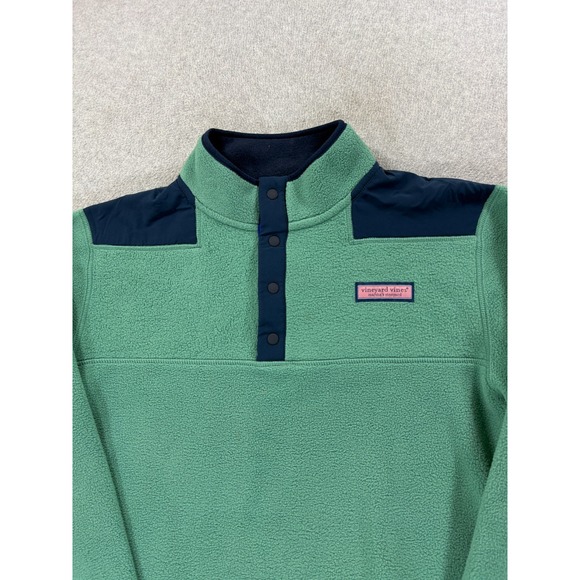 Vineyard Vines Fleece 1/2 Snap SHEP Pullover Shirt (Men's Large) Green - Picture 2 of 13